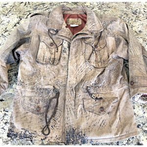 Size 2 The Leather Ranch Womens Leather Midi Jacket Camo Brown Cowgirl CA